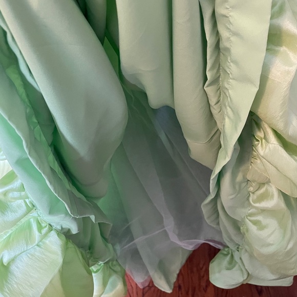 Lime Green Princess Beaded Taffeta Prom Dress - Picture 6 of 10